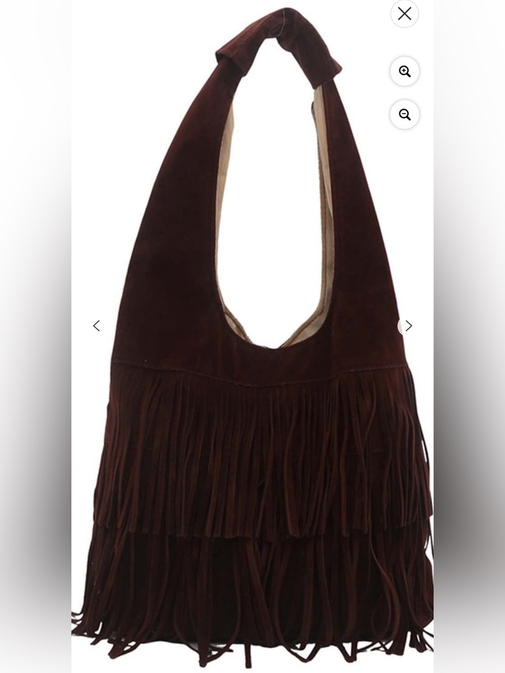 Women’s Fringe Suede Shoulder Bag - Brown NWOT